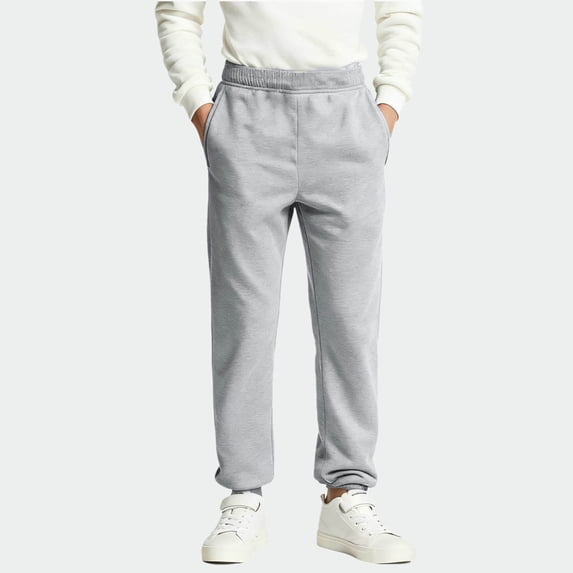 LEKWK Boys Girls Heavyweight Fleece Sweatpants Youth Baggy Elastic Waist Casual Workout Joggers Loose Lounge Warm Track Pants Winter Outdoor Activewear 2-13Y