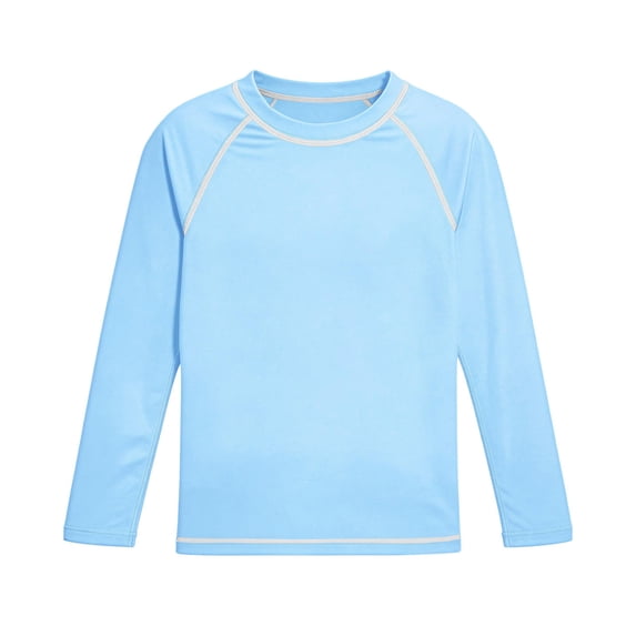 LEKWK Boys Rash Guard Long Sleeve UPF50+ Quick Dry Crew Neck Sun Shirts Lightweight Loose Fit Solid Bathing Suit Summer Swimming Outdoor Outfits