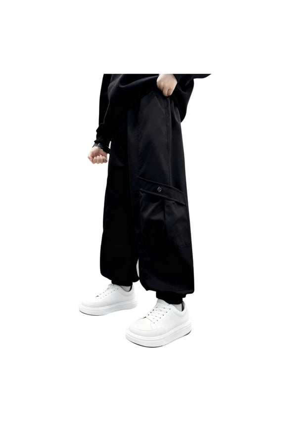 Boys School Uniform Pants Cargo Trousers Straight Leg Elastic Waist Bottoms Soft Breathable Multi Pockets Preppy Back to School Daily Wear