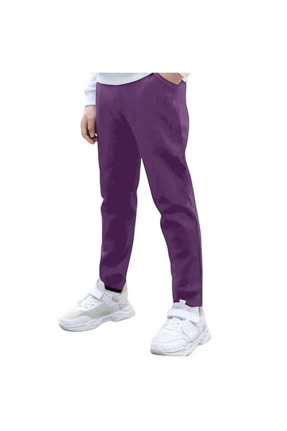 Boys School Uniform Pants Elastic Waist Chino Trousers Straight Leg Bottoms Soft Breathable Pockets Preppy Back to School formal Daily Wear