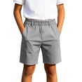 thumbnail image 1 of LEKWK Boys School Uniform Shorts Elastic Waist Casual Dress Shorts with Pockets Teen Relaxed Fit Preppy Bottoms Summer Back to School Outfits 5-15Y, 1 of 8