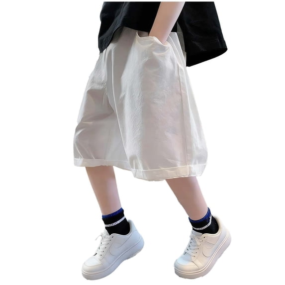 LEKWK Boys Shorts Elastic Waist Casual Trunks Loose Fit Cotton Bottoms Soft Breathable Pockets Summer Beach Holiday School Daily Lounge Wear