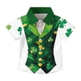thumbnail image 1 of LEKWK Boys St. Patrick's Day Shirt Faux Leprechaun Vest Graphic Short Sleeve Button Down Top Novelty Irish Costume, 1 of 9