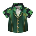 thumbnail image 1 of LEKWK Boys St. Patrick's Day Shirt Faux Suit Vest Graphic Short Sleeve Button Down Top Irish Festival Performance Wear, 1 of 9