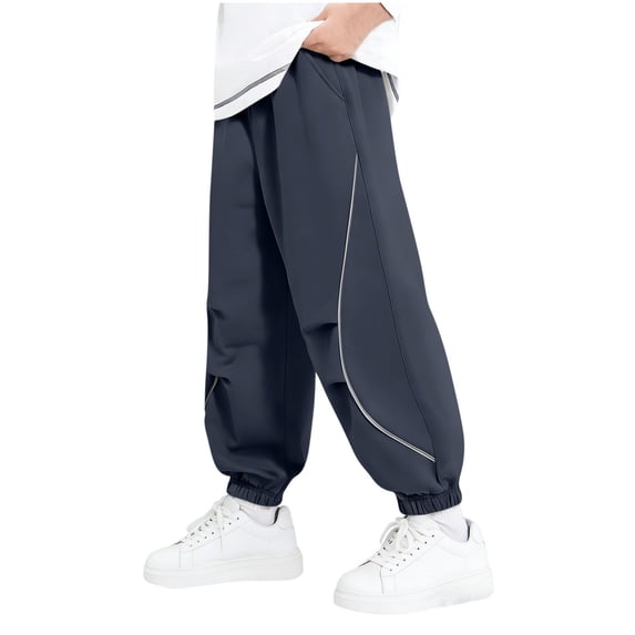 LEKWK Boys Sweatpants Loose Fit Contrast Piping Jogger Active Quick Dry Performance Outdoor Athletic Kids Casual Daily Sporty Pants