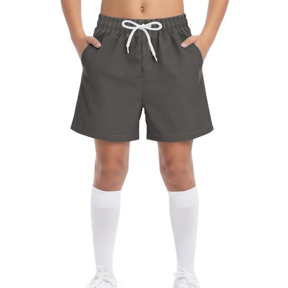 LEKWK Boys Swim Trunks Quick Dry Elastic Waist Solid Swim Shorts Lightweight Loose Drawstring Board Shorts with Pockets Summer Athletic Beachwear Size 4-15Y
