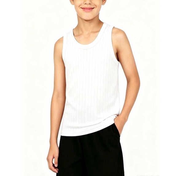 LEKWK Boys Tank Tops Kids Sleeveless Ribbed Soft Undershirts Crewneck Loose Fit Workout Basic T-Shirts Summer Athletic Casual Fashion Clothing Size 1-13
