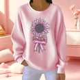 thumbnail image 1 of LEKWK Breast Cancer Sweatshirt for Women Ribbed Print Casual Drop Shoulder Tops Fall Long Sleeve Cozy Crewneck Sweatshirt Breast Cancer Awareness, 1 of 6