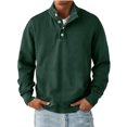 thumbnail image 1 of LEKWK Button Neck Sweatshirt for Men Stand Collar Long Sleeve Pullover with Ribbed Cuffs and Hem Soft Relaxed Fit Casual Top for Travel Lounge Outdoor Work and Everyday Layering, 1 of 5