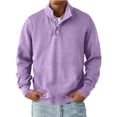 thumbnail image 1 of LEKWK Button Neck Sweatshirt for Men Stand Collar Long Sleeve Pullover with Ribbed Cuffs and Hem Soft Relaxed Fit Casual Top for Travel Lounge Outdoor Work and Everyday Layering, 1 of 5