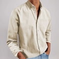 thumbnail image 1 of LEKWK Button Down Shirt for Men Long Sleeve Collared Chest Pocket Lightweight Soft Shirts Workwear Casual Streetwear Travel Daily Layering Summer Tops Tees Beige M, 1 of 6