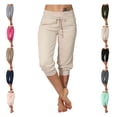 thumbnail image 1 of LEKWK Capri Joggers Womens Elastic Waist Drawstring Casual Sweatpants Lightweight Loose Fit Cropped Joggers with Pockets Summer Athletic Gym Running Clothes, 1 of 7