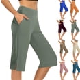 thumbnail image 1 of LEKWK Capri Yoga Pants for Women Wide Leg Side Pockets Loose Fit Trouser Style Yoga Pants Casual Lounge Capri Leggings Soft Summer Athletic Bottoms, 1 of 7