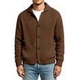 thumbnail image 1 of LEKWK Cardigan Sweater for Men Waffle Knit Casual Long Sleeve Shawl Collar Button Down Knitwear Warm Fall Winter Outerwear with Pockets for Daily Wear, 1 of 4