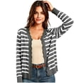 thumbnail image 1 of LEKWK Cardigan Sweaters for Women Lightweight Long Sleeve V Neck Casual Striped Tops Button Down Loose Fit Comfy Knit Outerwear Fashion Daily Outfits, 1 of 7