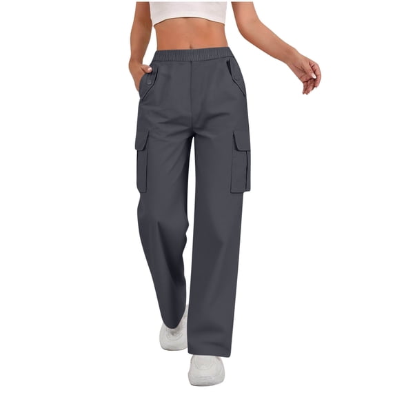 LEKWK Cargo Pants Women Regular Fit High Waisted Utility Cargo Pants with Pockets Durable Cotton Fabric Work Pants for Outdoor Hiking and Daily