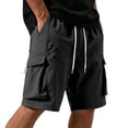 thumbnail image 1 of LEKWK Cargo Shorts for Men Athletic Workout Gym Shorts Quick Dry Lightweight with Multi-Pockets Elastic Waist Drawstring for Running Training Summer Activewear Black XL, 1 of 6