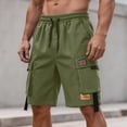 thumbnail image 1 of LEKWK Cargo Shorts for Men Elastic Waist Athletic Shorts Quick Dry Straight Leg Shorts Loose Fit Drawstring Short with Pockets Hiking Climbing Outdoors Bottom, 1 of 5