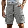 thumbnail image 1 of LEKWK Cargo Shorts for Men with Multiple Pockets Workout Bermuda Shorts Quick Dry Lightweight Elastic Waist Drawstring Loose Fit Hiking Shorts Outdoor Travel Wear Gray XL, 1 of 5