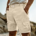 thumbnail image 1 of LEKWK Cargo Shorts for Men with Pockets Lightweight Mid Rise Button Waist Bermuda Shorts Cargo Pockets Straight Leg Hiking Shorts Outdoor Work Travel Wear Beige M, 1 of 5