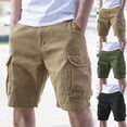 thumbnail image 1 of LEKWK Cargo Work Shorts for Men Button Waist Hiking Outdoor Shorts Multi Pockets Straight Leg Knee Length Bermuda Shorts Lightweight Mid Rise Hiking Travel Work Wear Khaki XXL, 1 of 7