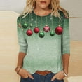 thumbnail image 1 of LEKWK Christmas 3/4 Sleeve Tops for Women Plus Size Funny Holiday Xmas Graphic Shirts Crewneck Dressy Casual Blouses Going Out T Shirt Fashion Family Party Outfits, 1 of 5