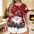 thumbnail image 1 of LEKWK Christmas Pajamas for Women Plus Size Printed Short Sleeve Crewneck Tops and Shorts 2 Piece Lounge Sets Soft Comfy Home Sleepwear Red XL, 1 of 6