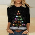 thumbnail image 1 of LEKWK Christmas Sweat Shirts for Women Sparkly Xmas Tree Crew Neck 3/4 Sleeve Tops Christmas Cat Shirts for Women Tunic Women's Christmas Blouse, 1 of 5