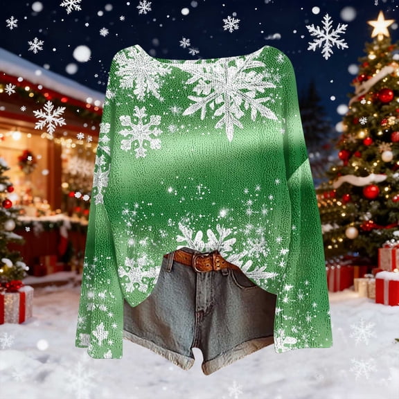 LEKWK Christmas Sweaters for Women Oversized Xmas Long Sleeve Sweatshirts Funny Holiday Dressy Casual Shirts Cute Crewneck Pullover Blouses