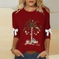 thumbnail image 1 of LEKWK Christmas Tank Top Women Xmas Tree Crew Neck 3/4 Sleeve Tshirts Santa Shirt Women Winter Ladies Christmas Sweaters, 1 of 4