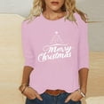 thumbnail image 1 of LEKWK Christmas Tops for Women 2025 Dressy Merry Xmas Crew Neck 3/4 Sleeve Tshirts Womens Christmas Blouses Holiday Holiday Clothes for Women, 1 of 5