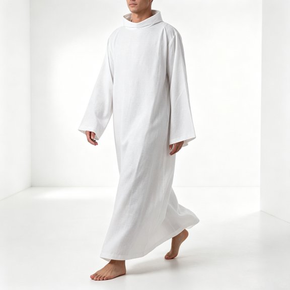 LEKWK Clergy Robes Unisex Plus Size White Long Church Cassock Priest Vestment Long Sleeve Casual Loose Halloween Costume,Size S-3XL