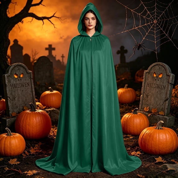 LEKWK Cloak with Hood Women Velour Gothic Vampire Costume Victorian Witch Robe Renaissance Medieval Hooded Cape for Halloween Cosplay Party