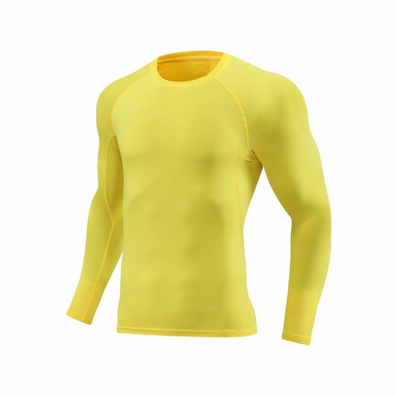 LEKWK Compression Undershirts for Men Solid Color Tight Fit Workout Shirts Crew Neck Long Sleeve Shirts Quick Dry Breathable Running Gym Athletic Tops