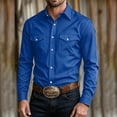thumbnail image 1 of LEKWK Cowboy Shirt for Men Long Sleeve Button Front with Dual Flap Chest Pockets Point Collar and Regular Fit Western Work Shirt for Rodeo Ranch Travel and Everyday Casual Style, 1 of 8