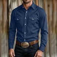 thumbnail image 1 of LEKWK Cowboy Shirt for Men Long Sleeve Button Front with Dual Flap Chest Pockets Point Collar and Regular Fit Western Work Shirt for Rodeo Ranch Travel and Everyday Casual Style, 1 of 8