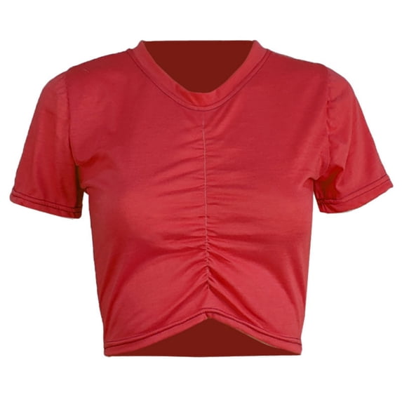 LEKWK Crop Tops for Women Ruched Drawstring Short Sleeve Going Out Tops Trendy Tops V Neck Cinch Front Solid Party Outfits