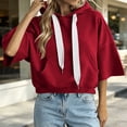 thumbnail image 1 of LEKWK Cropped Hoodie Women Drop Shoulder Short Sleeve Sweatshirt Drawstring Loose Fit Pullover Tops with Pocket Fall Casual Activewear Red M, 1 of 7