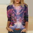 thumbnail image 1 of LEKWK Cute Tshirts Shirts for Women Xmas Tree Crew Neck 3/4 Sleeve Tops Christmas Graphic T-Shirts for Women Winter T-Shirt Women, 1 of 5