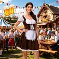 thumbnail image 1 of LEKWK Dirndl Dresses Women Ruffled Puff Short Sleeve Lace Apron Cosplay Fancy Dress German Oktoberfest Costume for Halloween Theme Party, 1 of 5