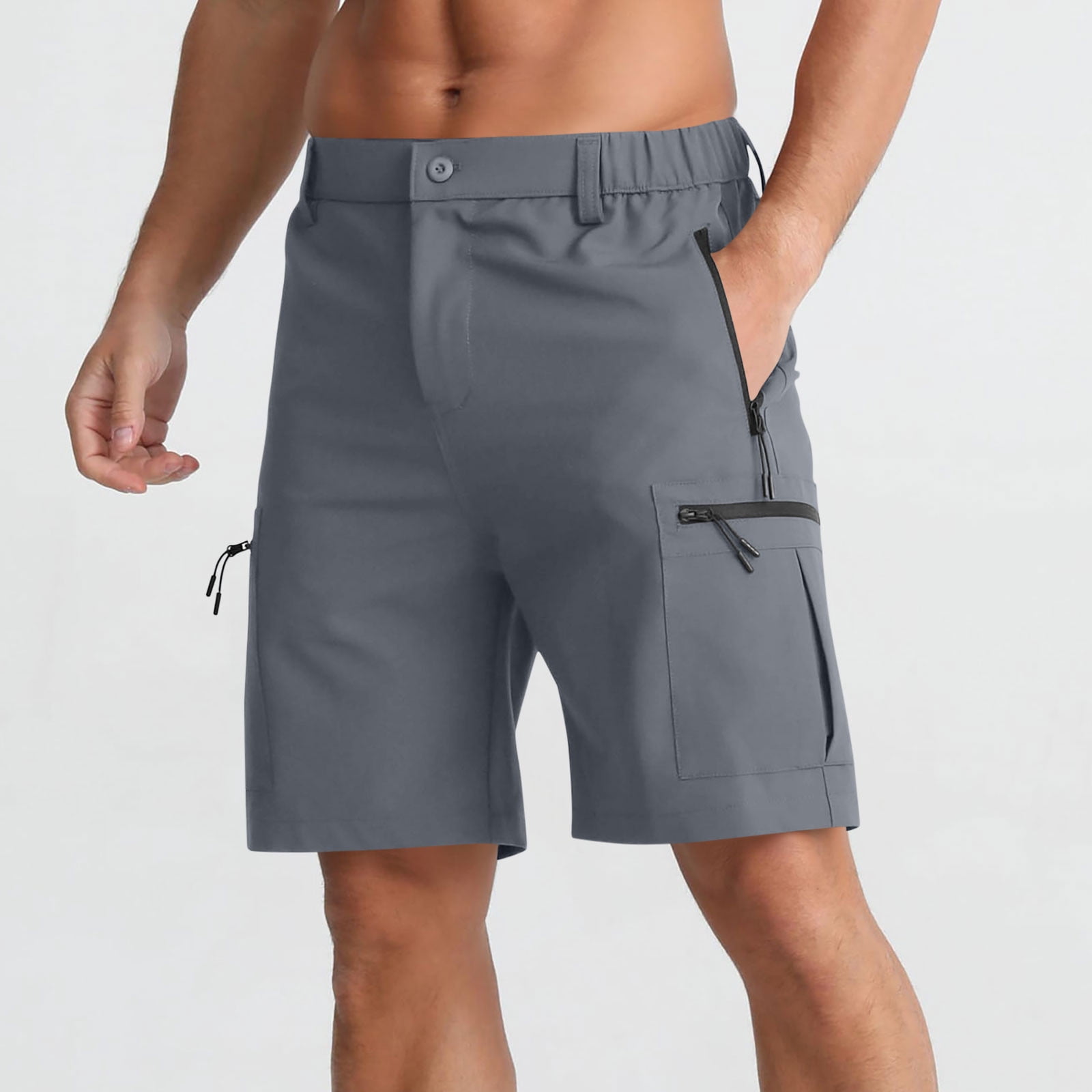 mens dress shorts with zipper pockets Aohooy Work Shorts for Men Dress Shorts Button Zipper Cotton Office Business Summer Casual Bermuda Shorts with Pockets Beige,XS, Men's