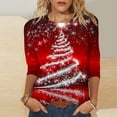thumbnail image 1 of LEKWK Dressy Christmas Tops for Women Xmas Tree Crew Neck 3/4 Sleeve Tshirts Christmas Outfits for Women 2025 Christmas Sweatshirts for Women 2025, 1 of 5