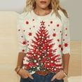 thumbnail image 1 of LEKWK Dressy Holiday Tops for Women 2025 Xmas Tree Crew Neck 3/4 Sleeve Tshirts Christmas Green Tops for Women Merry 3/4 Sleeve Tunic Tops for Women, 1 of 5
