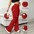 thumbnail image 1 of LEKWK Flare Leggings for Women High Waisted Drawstring Workout Cargo with Pockets Slim Fit Solid Bootcut Yoga Pants Athletic Gym Fitness Running Outfits, 1 of 7