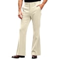 thumbnail image 1 of LEKWK Flared Dress Pants for Men Slim Fit Bootcut Trousers Retro Style Casual Slacks with Pockets Smooth Draped Apparel for Business Work Office Party Outing Khaki XXL, 1 of 7