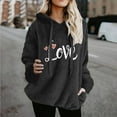 thumbnail image 1 of LEKWK Fleece Hoodies for Women Pullover Love Heart Printed Sherpa Sweatshirts Long Sleeve Fuzzy Hooded Drawstring Coay Winter Clothes with Pocket, 1 of 6