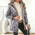 thumbnail image 1 of LEKWK Fleece Lined Quilted Jackets for Women Zip up Sherpa Padded Winter Coats Long Sleeve Hooded Thermal Jacket with Pockets Outerwear, 1 of 8