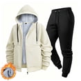 thumbnail image 1 of LEKWK Fleece Lined Tracksuit Men 2 Piece Outfit Winter Warm Athletic Sweatsuit Zip Up Hoodie and Joggers for Gym Running Activewear, 1 of 8
