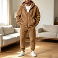 thumbnail image 1 of LEKWK Fleece Lined Tracksuit Men Winter Warm Fuzzy 2 Piece Outfit Zip Up Hooded Jacket and Jogger Sweatpants Workout Activewear, 1 of 8