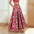 thumbnail image 1 of LEKWK Floral Maxi Skirt for Women High Waisted A Line Skirt Elastic Waist Flowy Skirt Side Pockets Floral Print Long Casual Beach Vacation, 1 of 6